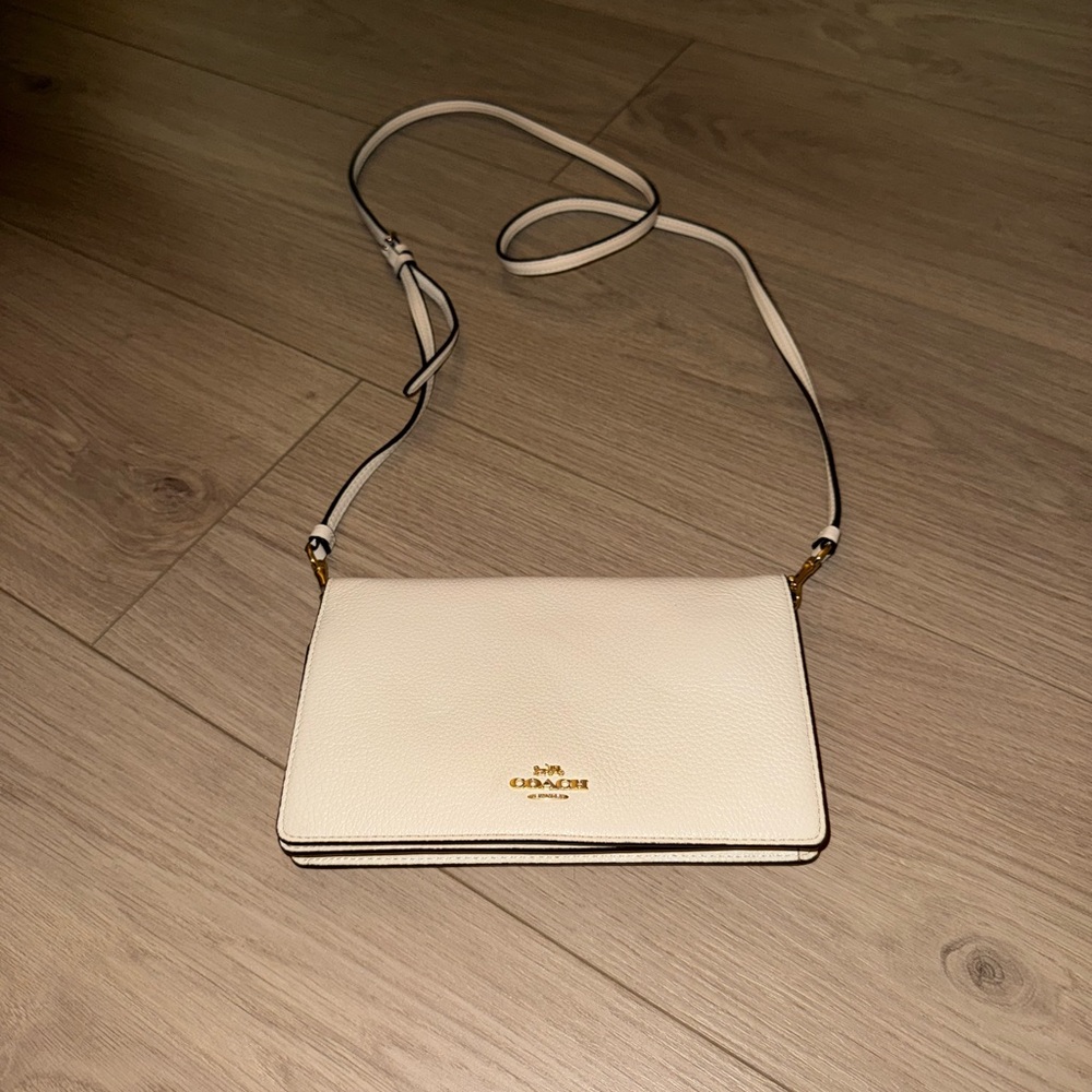 Coach Cream Crossbody Bag with Textured Finish